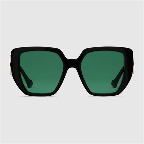 lunette gucci branche verte et rouge|Gucci lunettes de soleil rectangulaires Chaise Lounge .